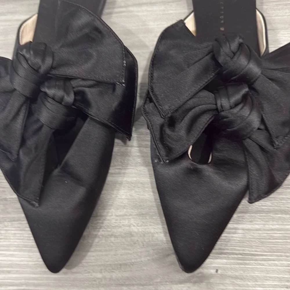 !SOLD! Zara Satin Black Double Bow Mules - Picture 4 of 7